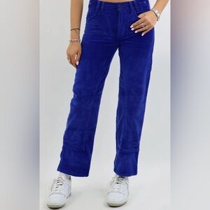 FREE PEOPLE Risk Taker Mid Rise Straight Leg Corduroy Pants Blue 25 NWT XS FLAW